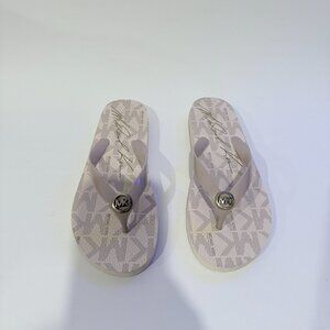 Michael Kors Women Jet Set Sandal Size 8 Flip Flop Thong Pink Rubber MK Logo